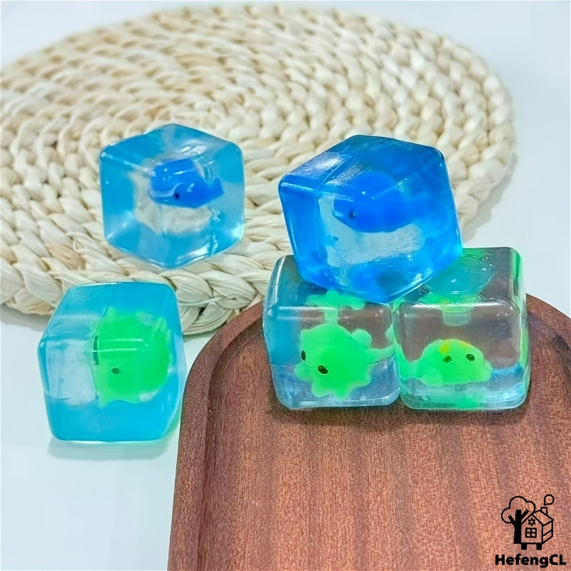 Ocean-themed Squishy Cube Toy, Portable Fidget